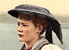 Girl with hat with balck velvet band