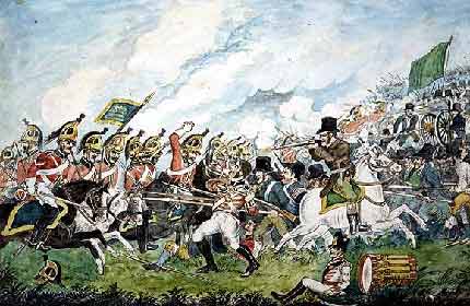 Charge of the 5th Dragoon Guards on the insurgents – ''a  yeoman having deserted to them in uniform is being cut down"  William Sadler (1782-1839)