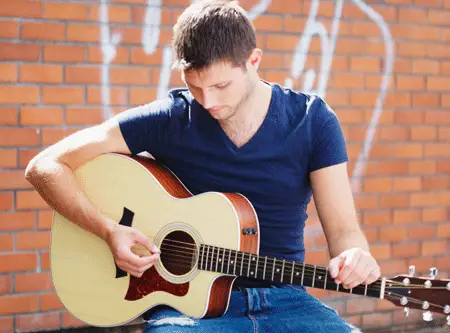 Colm Keegan with guitar from his website. Copyright Nathalie Marquez Courtney